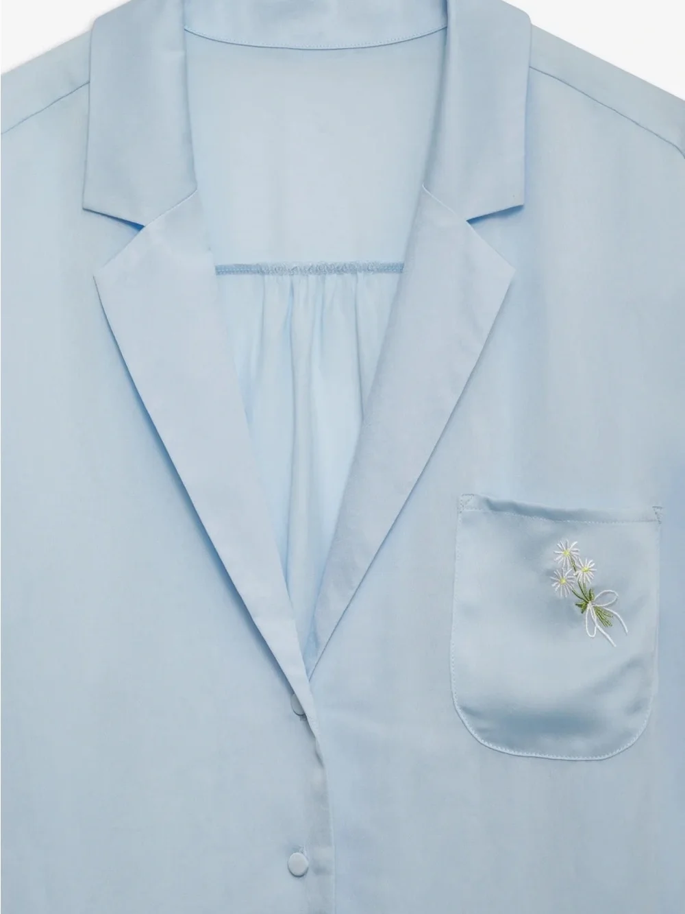 For Love & Lemons Light Blue Button-Down Everyday PJ Top | Small | NWT